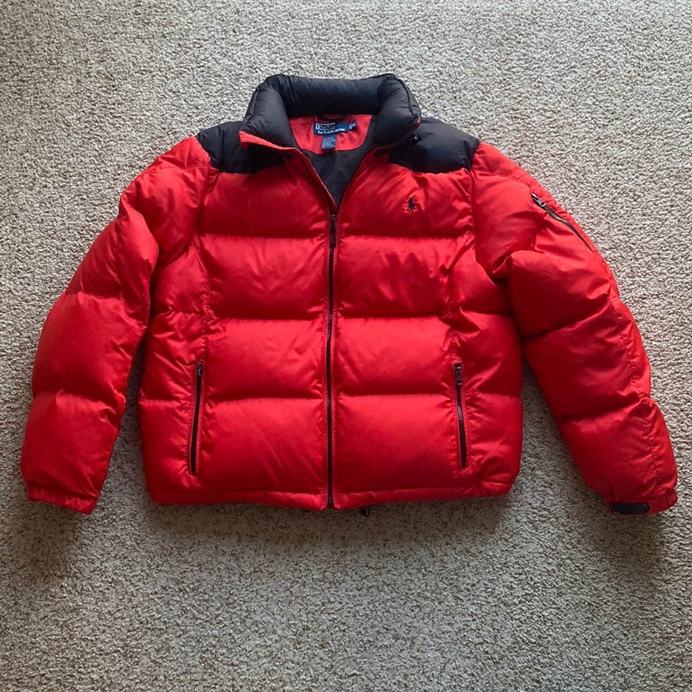 Polo Ralph Lauren Men’s Red & Black Down Insulated Puffer Jacket Coat. Sz XL